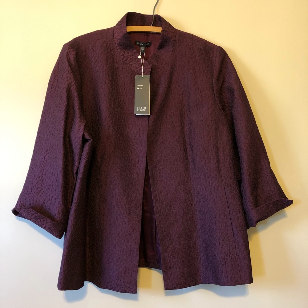 Eileen Fisher Jacket Silk Purple Large NWT